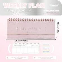 Aesthetic Pastel Desktop Weekly Planner Notebook, 3D Embossed Standing Flip Memo Pad & Habit Tracker, Cute Spiral Twin-Wire Schedule Book For School - Multicolor - View 6