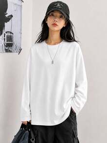 Kaos Wanita Kasual Putih Musim Semi - Putih - View 3