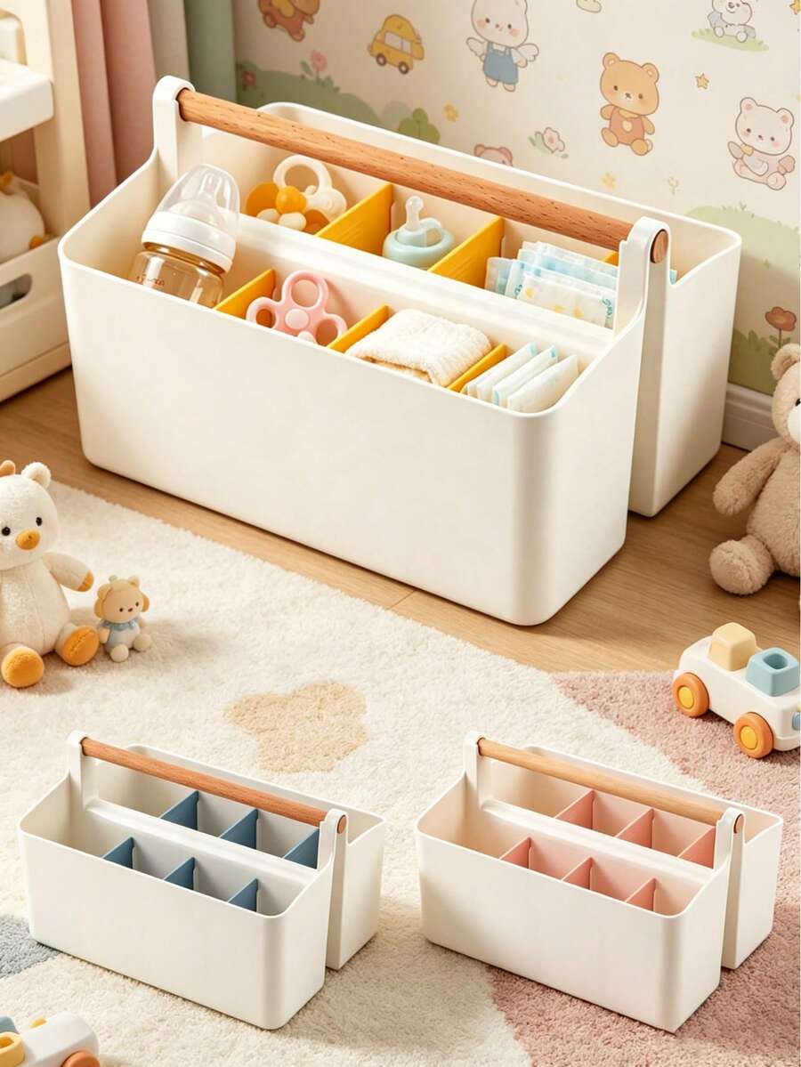 1pc Minimalist Handheld Baby Supplies Storage Box Desktop Portable Multi-Purpose Organizer - Multicolor - View 1