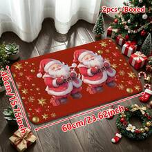 1/2/3pcs Christmas Theme Kitchen Rug, Flannel Kitchen Rug, Comfortable Soft Absorbent Non-Slip Machine Washable With Non-Slip Backing, Multi-Functional Home Floor Mat, Suitable For Doorway, Living Room, Bedroom, Kitchen, Dining Room, Bathroom, Laundry Room, Patio, Entryway, Holiday Christmas Decor Mat - Multicolor - View 16