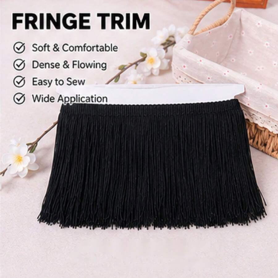10cm Width-Black Tassel Fringe - 5 Yards - View 1