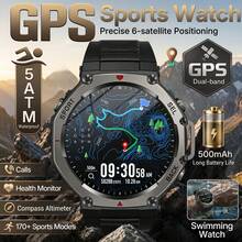 KENPANG Jam Tangan Olahraga Luar Ruangan Pria Hardcore GPS, Jam Tangan Renang Tahan Air 5ATM, Layar AMOLED HD 1,43 Inci, Pemosisian GPS Akurat Terintegrasi, 170+ Mode Olahraga Profesional, Kompas, Altimeter, Barometer, Pelacakan Aktivitas GPS, Panggilan HD Real-Time, Notifikasi Pesan Aplikasi Sosial, Baterai 500mAh, Casing Paduan Tahan Guncangan, Pelacak Kebugaran Pria, Kompatibel dengan iOS dan Android - View 13