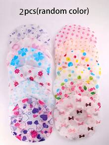 2/5 Fashionable Shower Caps, Women's Hairnets, Adjustable Elastic Printed Shower Caps, Reusable, Made Of PE Material, Suitable For Showering, Makeup And Hotel Use, Colors Are Random - View 8
