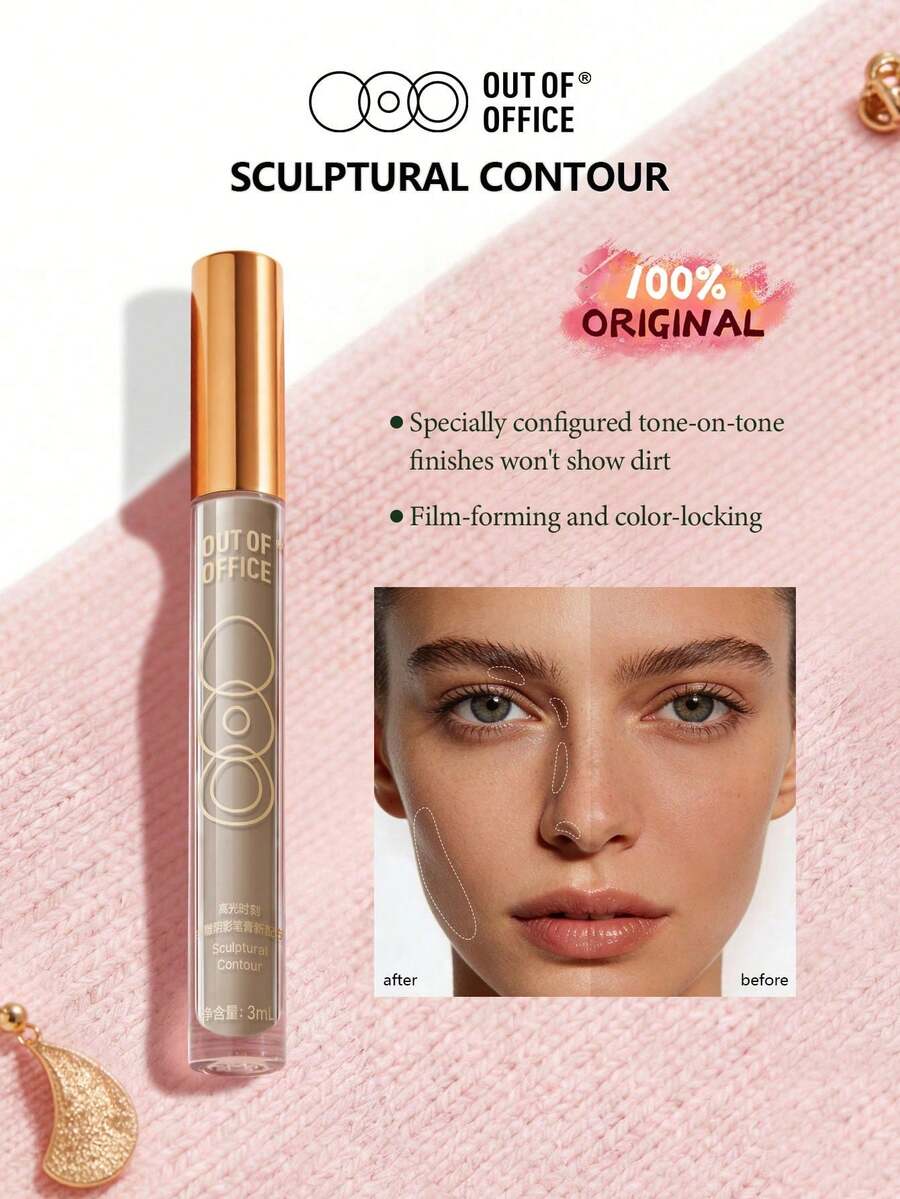 OUT OF OFFICE Kontur yang Membentuk Tubuh, Tekstur Krim Halus, Formula yang Mudah Dibaurkan, Mudah Diaplikasikan, Tahan Lama, Hasil Akhir Ringan, Warna Alami, Perlengkapan Makeup Harian, Untuk Pemula, HADIAH, 3ml/0.1 fl.oz