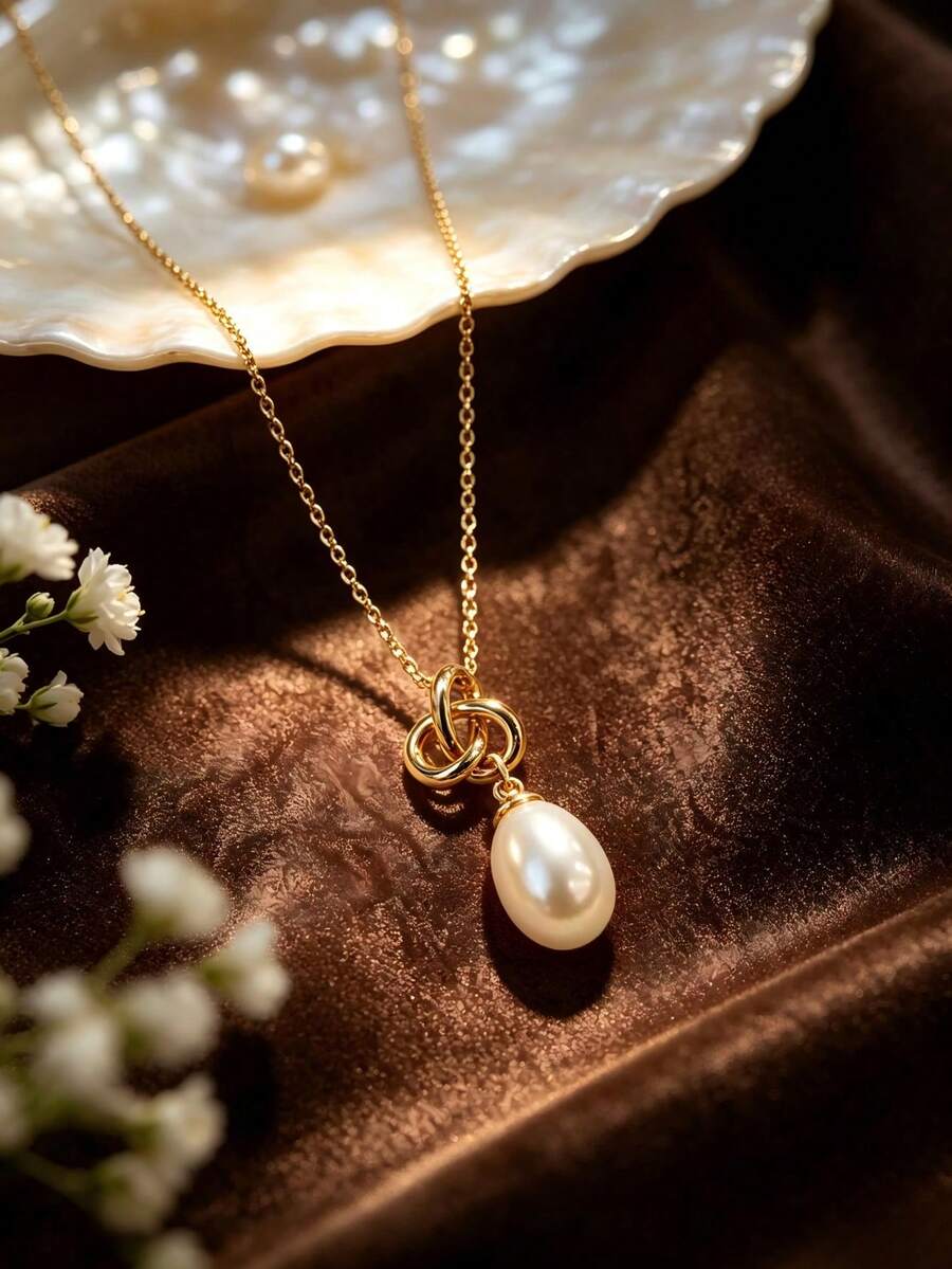 An Elegant, Hypoallergenic Women's 14K Gold-Plated Pearl Necklace-Perfect For A Bride On Her Wedding Day Or As A Holiday Gift. - Gold - View 1