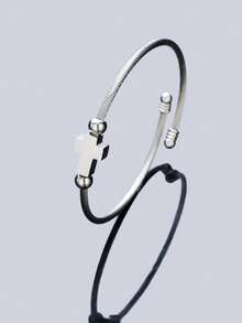 1pc Fashion Vintage Stainless Steel Twisted Cross Adjustable Bracelet Suitable For Men's Daily Wear - Silver - View 5