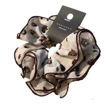 1pc Vintage Exquisite High-End Korean Style Multi-Layer Chiffon Floral Print Ruffle Elastic Hair Tie Hair Scrunchies - Brown Ruffled Hair Tie - View 9