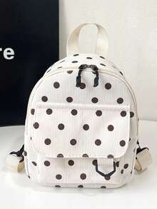 1PC Minimalist Corduroy Backpack, Polka Dot Decor, Casual Simple Elegant, Zipper Design, Suitable For School, Travel, Can Easily Hold Daily Essentials, Versatile Item For Girls, Applicable To Various Styles And Occasions. - Multicolor - View 11