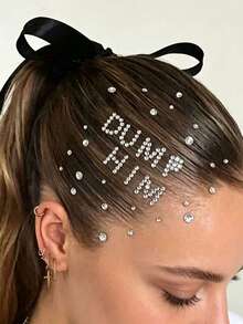 2pcs/1pc DIY Letter Rhinestone Stickers | 26 English Letters Full Set, Self-Adhesive Glitter Design, Customizable Text, Create Personalized Makeup Look! Suitable For Music Festivals, Parties, Hot Girl Style, Apply On Forehead, Hair, Cheeks, Eye-Catching Effect, Shiny And Glittery, Built-In Highlights, Easy To Use, Waterproof And Long-Lasting, Effortlessly Release Cool And Spicy Atmosphere, Make You The Center Of Attention - Multicolor - View 3
