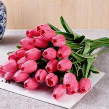 5/20pcs Artificial Yellow Tulips, Suitable For Mother's Day Gift, Wedding Decoration, Home Design Decor, Bedroom, Living Room, Birthday Party, Valentine's Day Decoration - Hot Pink - View 5