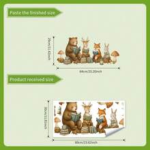 1pc 2D Forest Animal Reading Wall Sticker, Self-Adhesive Decorative Sticker For Reading Corner - Multicolor - View 5