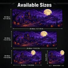 1pc Halloween Purple Haunted House Pumpkin And Full Moon Print XL Gaming Mouse Pad, Gothic Night Keyboard Desk Mat, Spooky Holiday Desk Decor - View 5