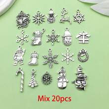 20/100pcs Alloy Christmas Charms Mixed Santa Snowman Snowflake Bell Gift Box Pendants For DIY Bracelet Necklace Jewelry Making Supplies - Multicolor - View 11