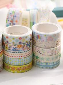 5 Rolls/Box Creative Glitter Washi Tape, Beautiful Decorative Tape For Making Handbook And Scrapbooks, Exquisitely Packaged Gift Box Decorative Tape - Multicolor - View 5