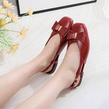 1 Pair Elegant Bowknot Sandals, Party, All Season, Popular, Versatile, Red, Fashion - Red - View 9