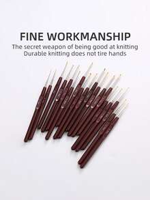 16pcs Brown Handle Gold Plated Crochet Hooks With Caps - Crochet Knitting Tools - Multi-color - View 9
