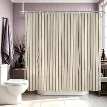 1pc Line Pattern Shower Curtain, Minimalist Design, Waterproof Bath Curtain, Suitable For Bathtub Partition, Bathroom Decor And Bathroom Accessories, Comes With 12 Hooks, Home Decor Gift - Multicolor - View 6