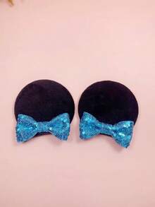 2pcs Kids Red Sequin Bow Mouse Ear Hair Clips, Cute Cartoon Hair Accessories For Girls Party Performance, Yellow - Multicolor - View 28