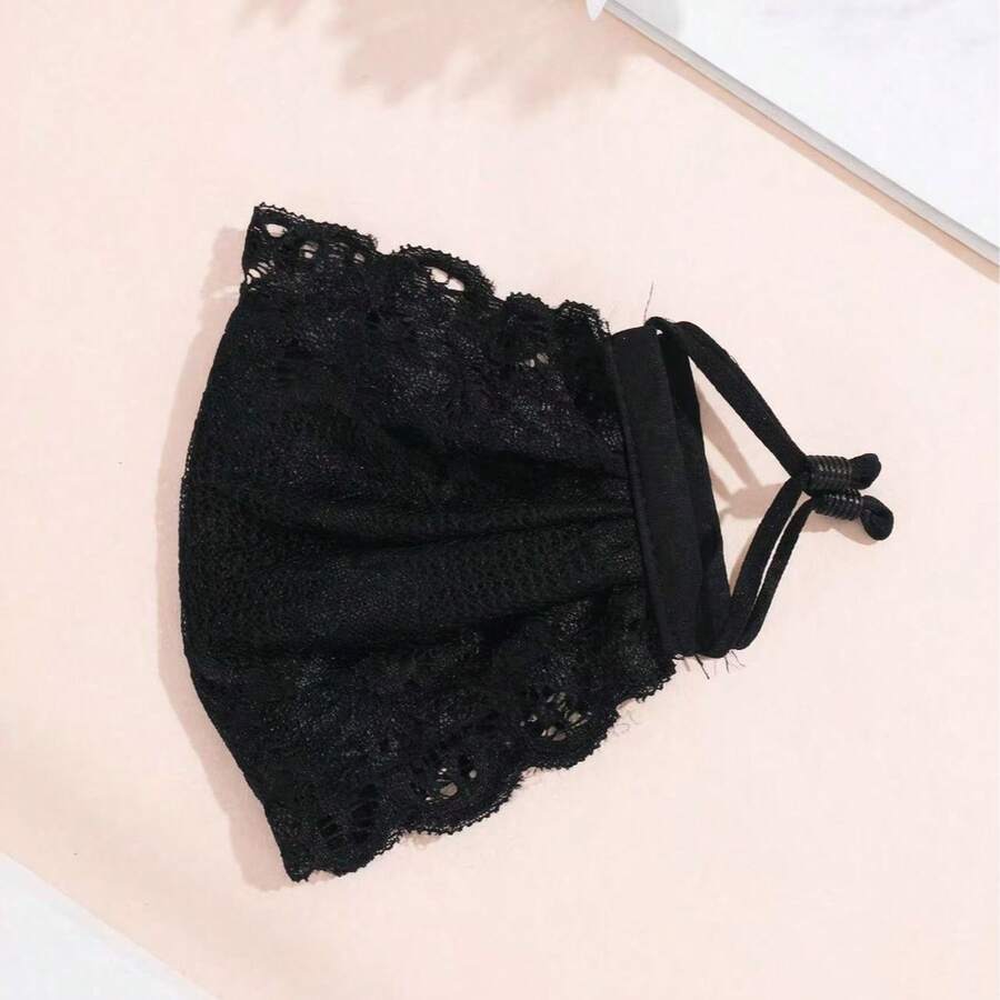 1pc Sexy Style Lace Floral Print Reusable Ria Mesh Mask, Suitable For Women's Decoration Or Party Daily Use - One Size - View 1
