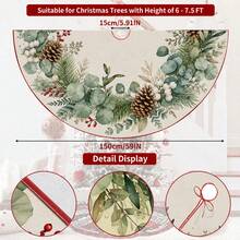1件裝尤加利葉花環圖案聖誕樹裙，優雅配色節日裝飾，5種尺寸，中性節日禮物，適用於居家與派對聖誕裝飾 - 尤加利葉花環 - 查看 10