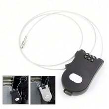 1pc Steel Cable 3-Digit Combination Lock – Heavy Duty Retractable Stainless Steel Cable Padlock, Suitable For Luggage, Suitcases, Backpacks, Scooters, Helmets And Bicycles Security Protection; Anti-Theft Travel And Gym Locker Lock - Multicolor - View 5