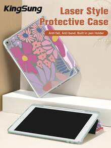 Kingsung Casing Pelindung Tablet Akrilik dengan Motif Bunga Blok Warna Sederhana, Slot Pena Terintegrasi, Kompatibel dengan Pad Mini6/Mini7/9.7/10.2/10.9/Pro 11, Pad Air 8(M4)2026(11-Inch), Pad 10 2022(10.9-Inch), Pad 11(A16) 2025(11-Inch) dan Model Lainnya. - MultiWarna - View 8