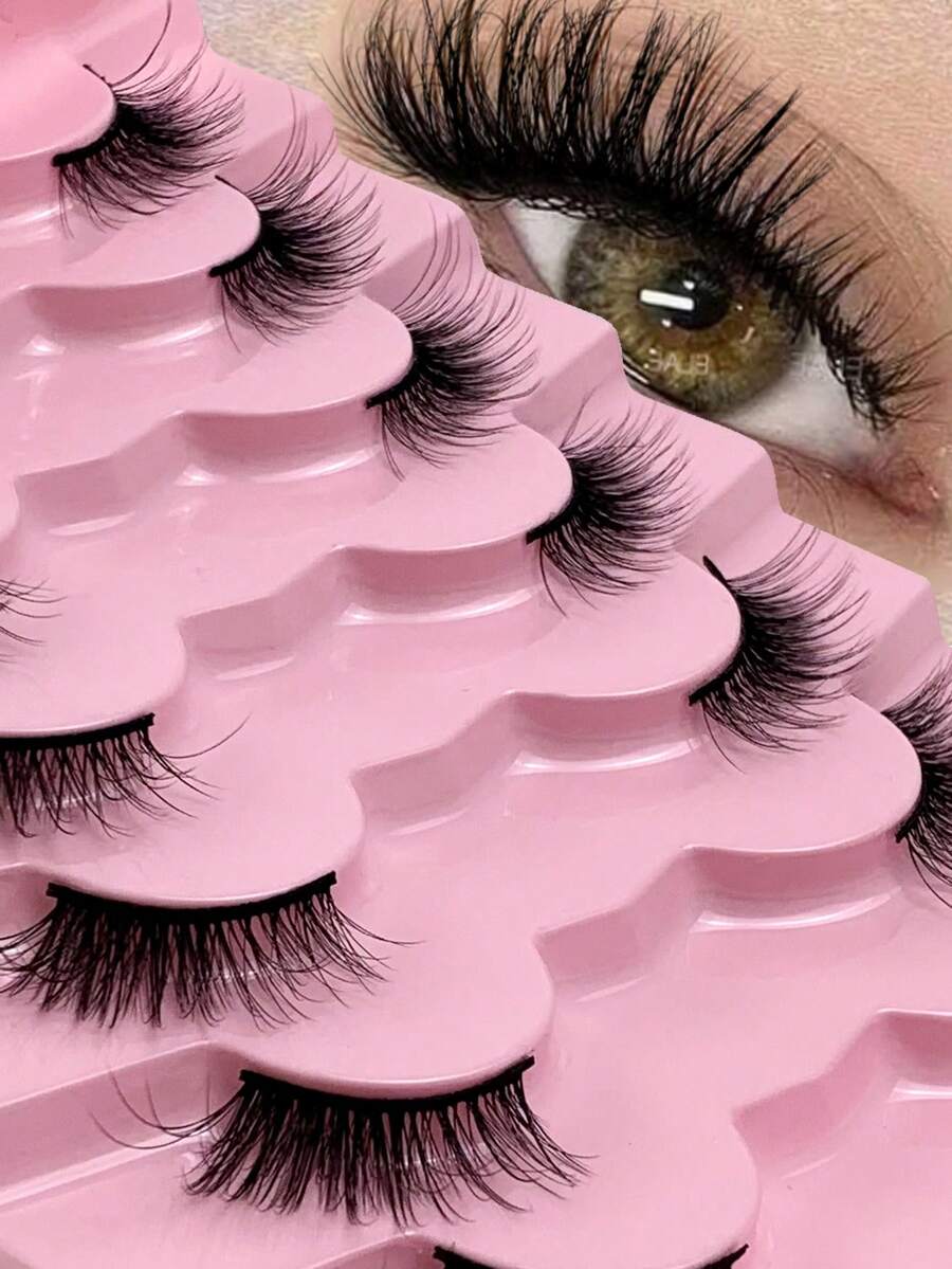 Hinarin 7 Pairs Half Lashes Wispy Cat Eye Half Eyelashes Natural Look Soft False Lash Handmade Faux Mink Fake Eyelashes For All Occasions Parties And Daily Use Fake Lashes False Eyelashes