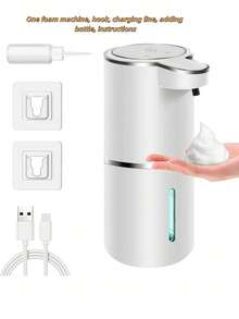 RAF [400ml 感應式自動皂液器] 自動皂液器，400ml/14oz 感應式泡沫皂液器，USB 充電式，感應式自動泡沫液體皂液器，適用於浴室與廚房 - 彩色 - 查看 12