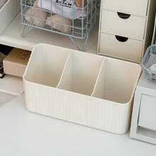 Multi-Compartment Desktop Stationery Organizer, Large Capacity Pen Holder Storage Box, Suitable For Back To School Season, Multi-Compartment Design Can Store Pens, Sticky Notes, Stickers, Cute Aesthetic Desktop Decor - Striped Storage Box - View 14
