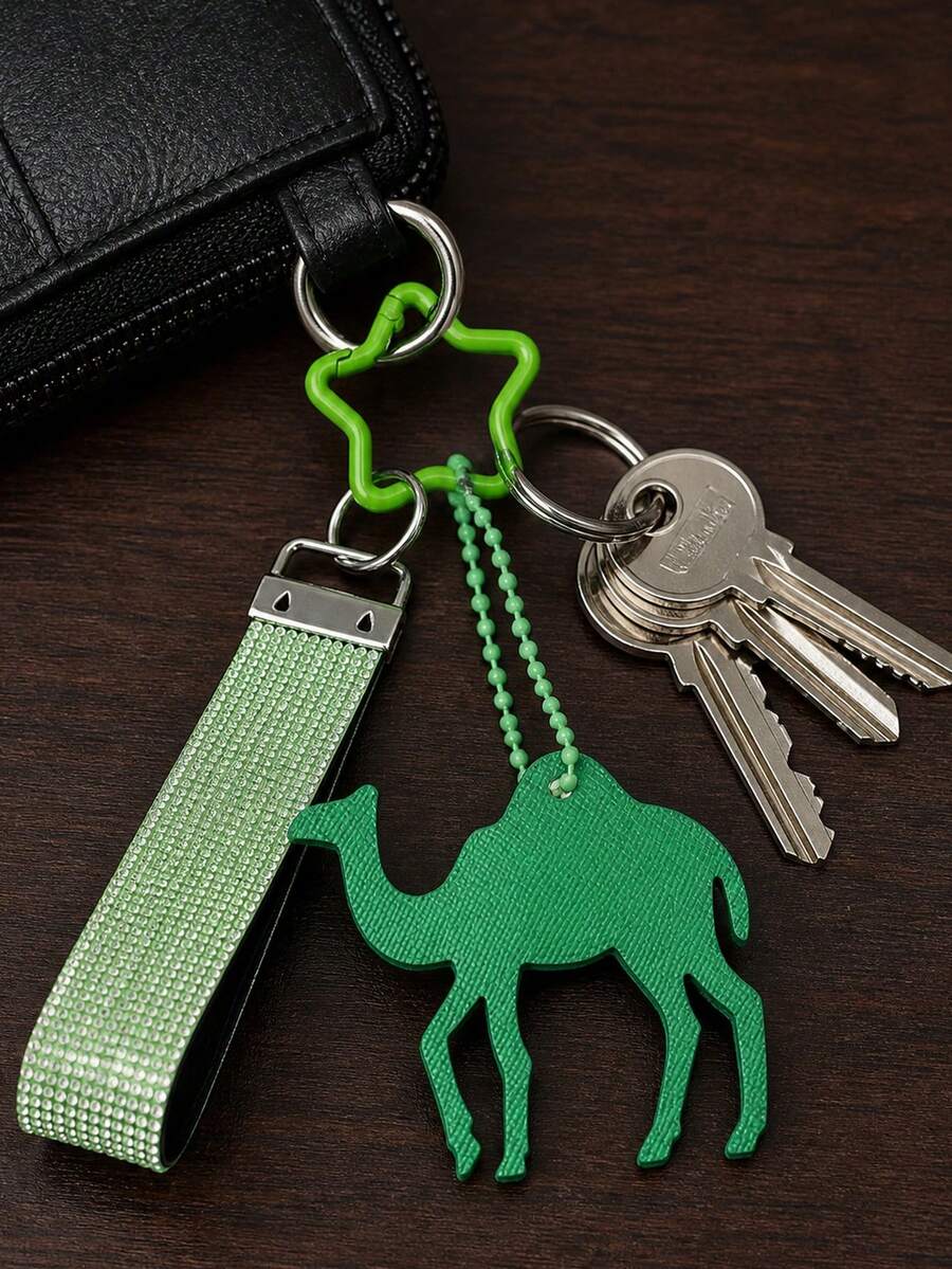 Pu Coconut Camel Palm Tree Bag Charm,Rhinestone Wristband Keychain,Leather Palm Tree Bag Accessory,Fashion Women Handbag Charms,Perfect Holiday Gift - Multicolor - View 1