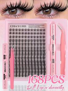 Special Offer 168/224pcs Fairy Lash Cluster Set, 9-15mm Cartoon Style Lash Clusters, DIY Lash Extension Kit, Wet Spiky Anime Lashes, Individual Lash Clusters, Ultra-Thin Invisible Lash Band With Lash Clusters, Eyelashes, False Lashes - Multicolor - View 3