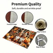 1/4/6pcs Autumn Series Carriage Elf Pumpkin Pattern Printed Placemats, Heat Resistant Table Mats For Home Kitchen/Table Protection, Kitchen Dining Table Party Decor - Multicolor - View 9