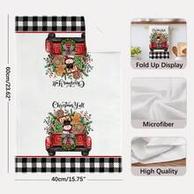 2pcs Christmas Theme Plaid Truck Gingerbread Snowman Kitchen Towels, Rectangular Microfiber Printed, Dish Cloth, Scouring Pad, Hand Towel, Cooking Baking Tea Towel, Christmas Kitchen Decor, Housewarming Gift, Birthday Gift, Bathroom Cleaning Cloth, Decorative Towel - White - View 3