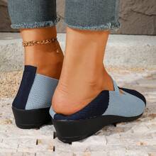New Women's Wedge Heel Pumps, Colorblock Knit Upper, Elastic Strap, Commute & Date, Lightweight All-Season - Green - View 19