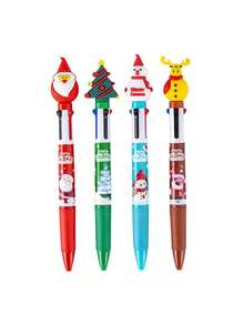 4Pcs/Set 3D Cute Santa Reindeer 4-In-1 Multi-Color Ballpoint Pen - Christmas Student Stationery & Holiday Gift Class Prize (2026 New Style) - Christmas - View 7