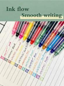 6/12pcs/ Liquid Ink Ballpoint Pens, Quick-Drying, Large Capacity For Writing, Office, Exam, School Supplies, Stationery, Colorful - Multicolor - View 2