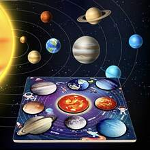 1 Set Space Solar System Puzzle Board, Children's 8 Planets Universe Planet Matching Puzzle, Science Popularization Enlightenment Wooden Educational Toy - Multicolor - View 8