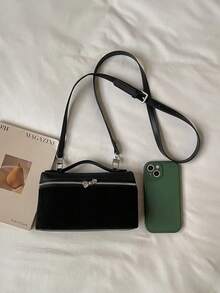 New Hand-Held Box Bag, Minimalist Style Shoulder Crossbody Bag - Black - View 5