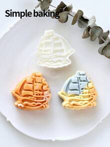 A Set Of Pastry Molds Featuring Sailboat Patterns. Mooncake Molds With Auspicious Meanings. Suitable For Making Gift Treats And Hand-Pressed Sweet Pastry Making Tools. Maamoul Mold. Date Palm Sugar Mold. - View 5