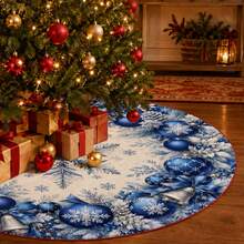 1pc Blue Snowflake Pattern Christmas Tree Skirt, Elegant Color Holiday Decor, 5 Sizes, Unisex Holiday Gift, Suitable For Home And Party Christmas Home Decoration - Snowflake Color Ball - View 5