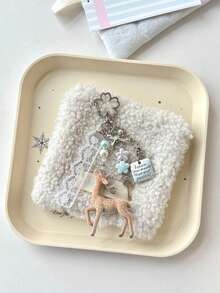Deer Keychain Pendant Lace Pearl Bow Bag Charm Korean Sweet Clover Backpack Hanging Chain Y2K Girl Style Gift - Multicolor - View 2