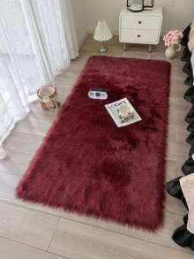 Fluffy Rug Burgundy Area Rug,For Bedroom,Living Room,Study,Office,Plush Bedroom Rug,Non-Slip,Shaggy Rug,Faux Fur Rug,Living Room Rug,Bedside Rug,Decorative Rug,Bedroom Decor,Autumn Home Decor,Room Decor,Fall Decor,Fall Home Decor - Burgundy - View 2