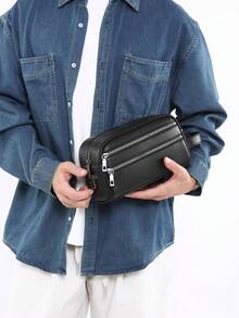 1pc Men's PU Large Capacity Clutch Bag, Anti-Theft Design, Password Lock, Personal Items Storage Bag, Toiletry Bag, Multi-Card Slot Wrist Bag, Perfect Gift For Boyfriend - Clutch Bag - View 11