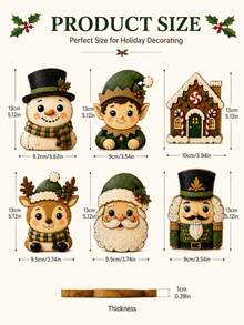 1/6pcs Vintage Christmas Figurines Set, Rustic Snowman Fairy Reindeer Santa Nutcracker & Gingerbread House Tabletop Decorations, Farmhouse Xmas Decor For Mantel, Shelf, Entryway, Bedside Table, Holiday Display & Winter Home - Multicolor - View 8