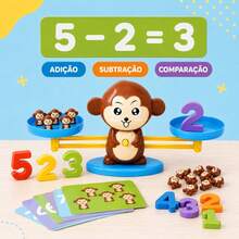 Brinquedo Jogo Balança Divertida educativo matemática Macaco Marrom - Marrom - Visão 10
