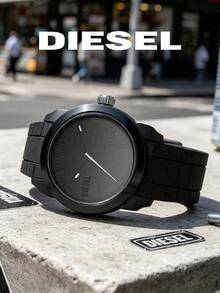 Diesel Men's Black Quartz Watch, Round Dial Wristwatch, Bold , Silicone Strap, Casual Everyday Watch, DZ1437 - Black - View 3