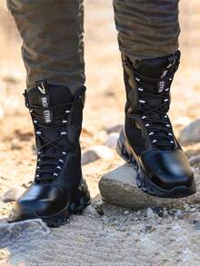 Dian Sen Sepatu Keselamatan Kerja Pria, Anti-Benturan & Anti-Tusuk, Sepatu Bot Taktis Bertali Tinggi Pria, Cocok Untuk Lokasi Konstruksi, Gudang, Bengkel, dan Pekerjaan Luar Ruangan Lainnya, Sepatu Kerja Pendek dengan Kerah Peredam Guncangan yang Nyaman, Cocok Untuk Penggunaan Profesional Sepanjang Hari - Hitam - View 6
