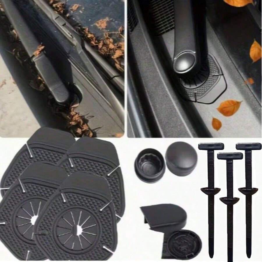 20pcs Cable Ties + 6pcs Wiper Blade Protection Clips, Wiper Blade Protection Bracket, Wiper Blade Arm Protective Sleeve And Wiper Arm Nut Cover, Universal Windshield Wiper Arm Hole Protective Cover For Cars, Trucks And SUVs, Wiper Arm Nut Cover, Car Wiper Arm Hole Protective Pad - Windshield Protector With Blade Debris Removal Design, Suitable For Various Car Models, Car Protector, Universal Cable Ties And Button Zipper Straps