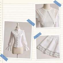 Pita Renda Eyelet Lebar 7cm 2Y/5Y, Hiasan Renda Ruffle Putih untuk Menjahit Kelim Gaun, Tepi Kerah, Pakaian Boneka DIY - A - View 6
