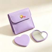 10PCS Heart-Shaped Makeup Mirror And Makeup Bag Set, Purple Makeup Mirror With Exquisite Makeup Bag Set, Purple Makeup Mirror With Exquisit…Matching Makeup Bag, Portable Makeup Mirror Set, Suitable Fo - Multicolor - View 15